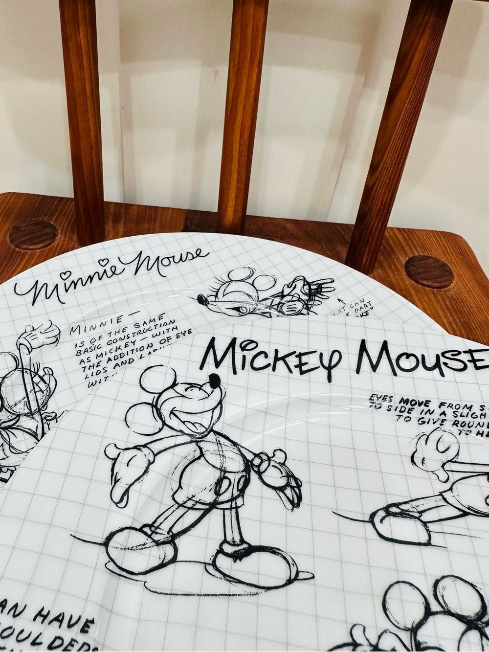 Set of 2 Disney Sketchbook Micky and Minnie Dinner Plate